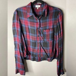 CHECKERED BUTTON UP CROP TOP